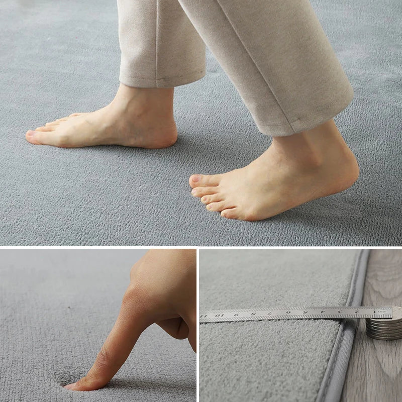 Tapis en velours corail antidérapant rectangulaire, doux et moelleux, pour salon et chambre à coucher, style scandinave | Sansoti