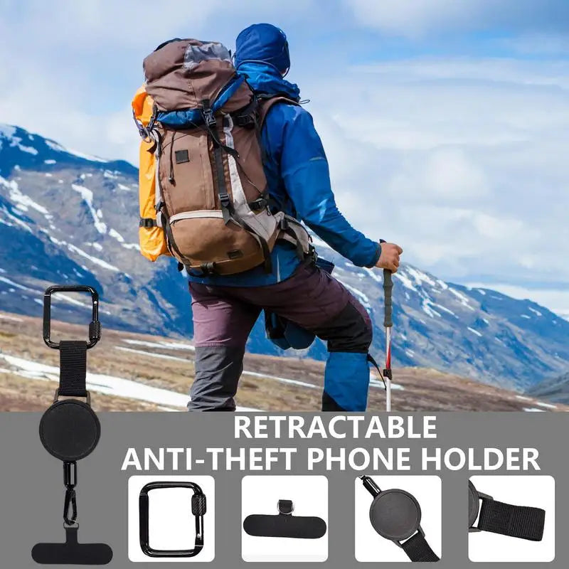 Intrekbare Telefoonhouder met Diefstalbeveiliging en Riemclip voor Actieve Levensstijl | Sansoti