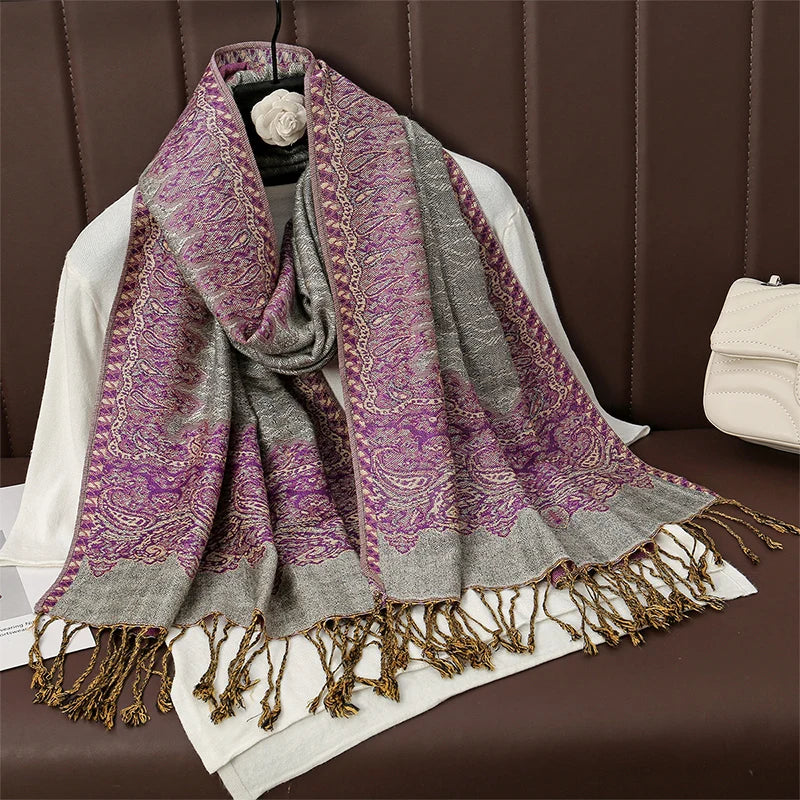 Pashmina Wrap Cashmere-look Women's 70x190cm Soft Winter Scarf Four Seasons Warm Foulard Elegant Scarf | Sansoti