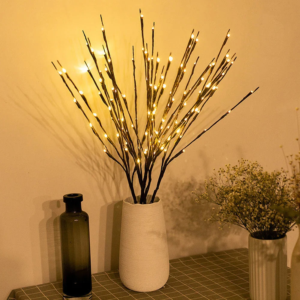 Decoratieve LED Takken Wilgenrozen met Lichtjes Batterij Sfeerlicht voor Vazen Warm Wit 70cm | Sansoti