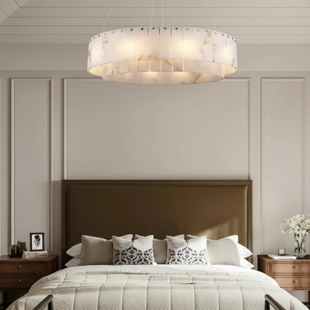 Albasten Kroonluchter Rond Metaal LED Hanglamp Dimbaar Woonkamer Eetkamer Lobby Restaurant Luxe Design | Sansoti