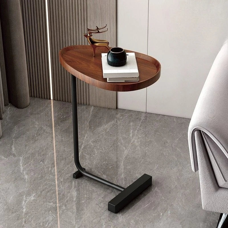 C-förmiger Beistelltisch für Sofa oder Bett - Mobiler Beistellschrank Wohnzimmer Schlafzimmer - Modernes Holz-Metall-Design | Sansoti