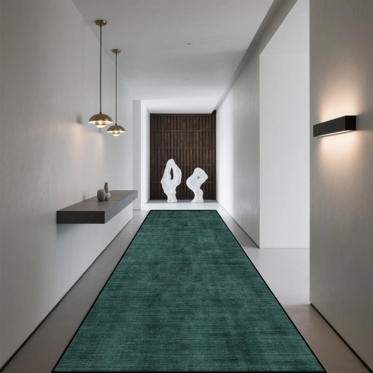 Tapis de couloir gris antidérapant en polyester, motif géométrique moderne, pour hall d’entrée, escalier et salon | Sansoti