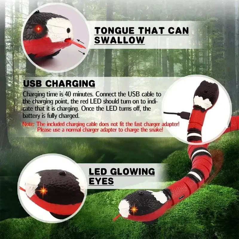 Jouet électronique interactif en forme de serpent avec capteur de mouvement, rechargeable par USB, pour chiens, chats et animaux de compagnie | Sansoti