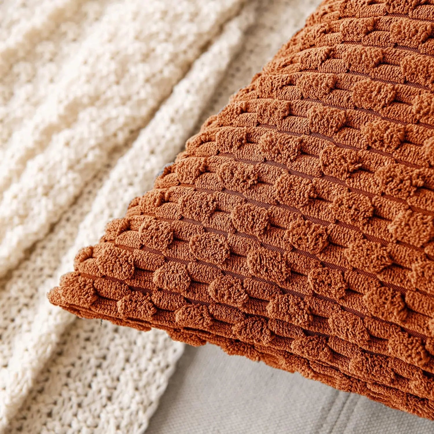 Ribfluwelen Sierkussen Geribbeld 45x45cm Voor Bank En Bed | Sansoti