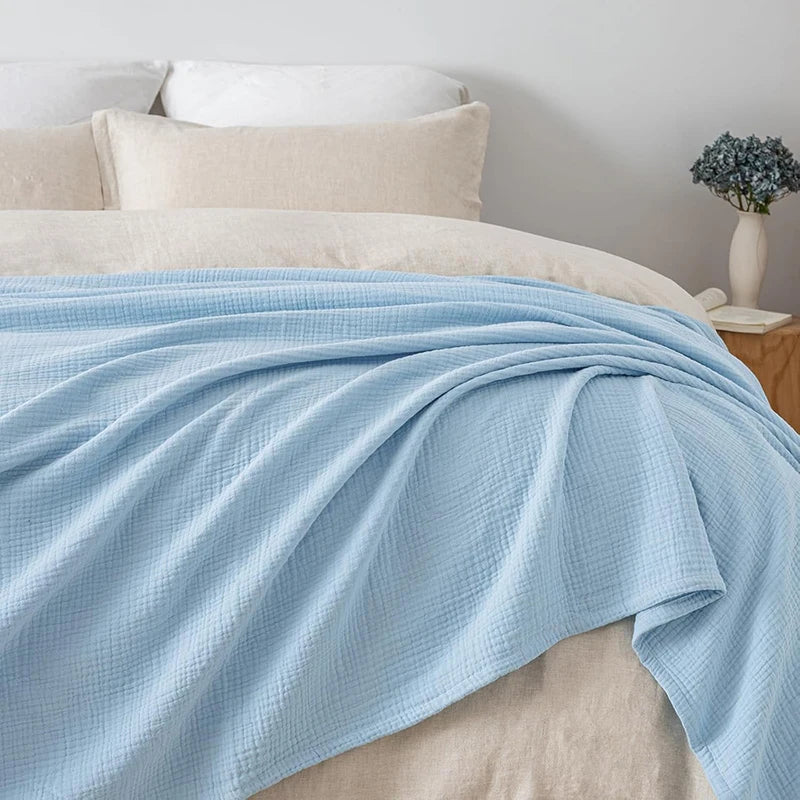 Gauze Blanket 100% Cotton Six-Layer Woven Blanket Breathable Lightweight Summer Blanket Bed Sofa Throw for Adults | Sansoti