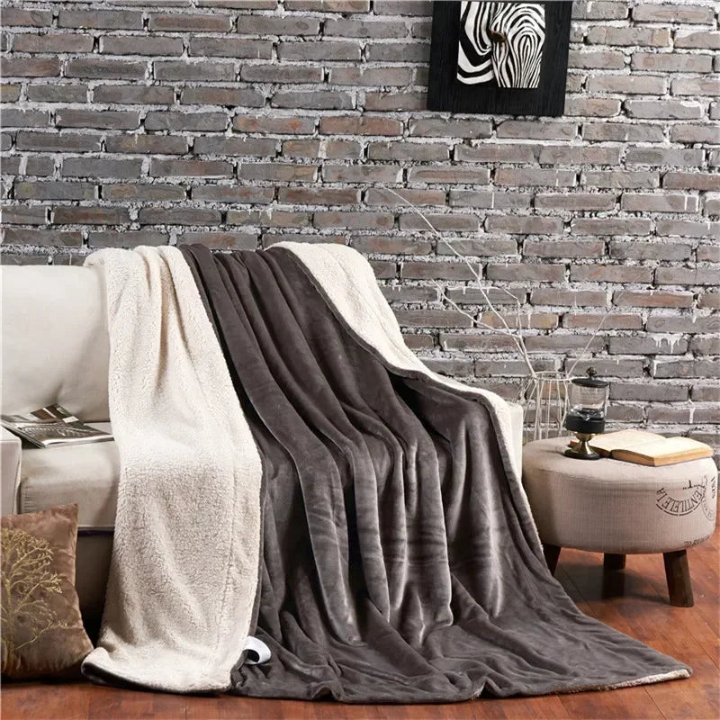 Wollplaid Decke | Warm & Weich | Wendbar | Für Bett, Sofa & Winter
