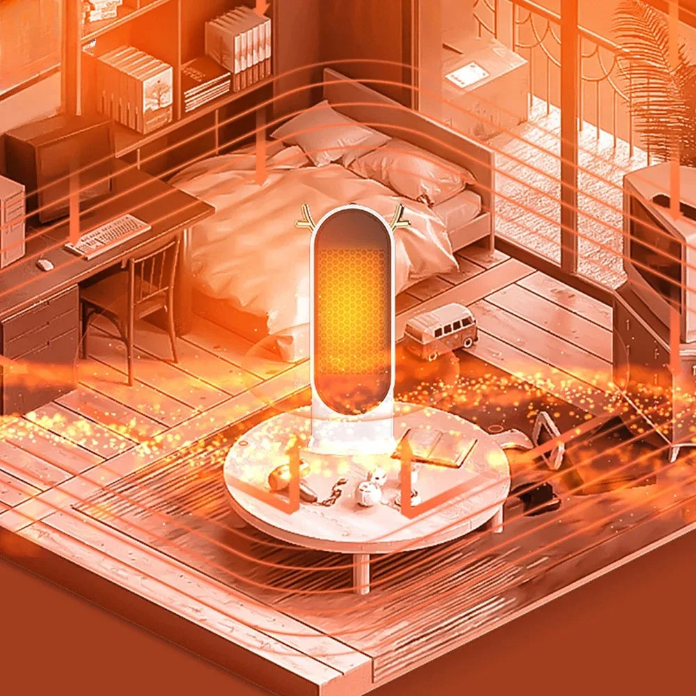 Compact 500W Electric Heater, Desk Fan Heater with Thermostat, Portable for the Bedroom | Sansoti