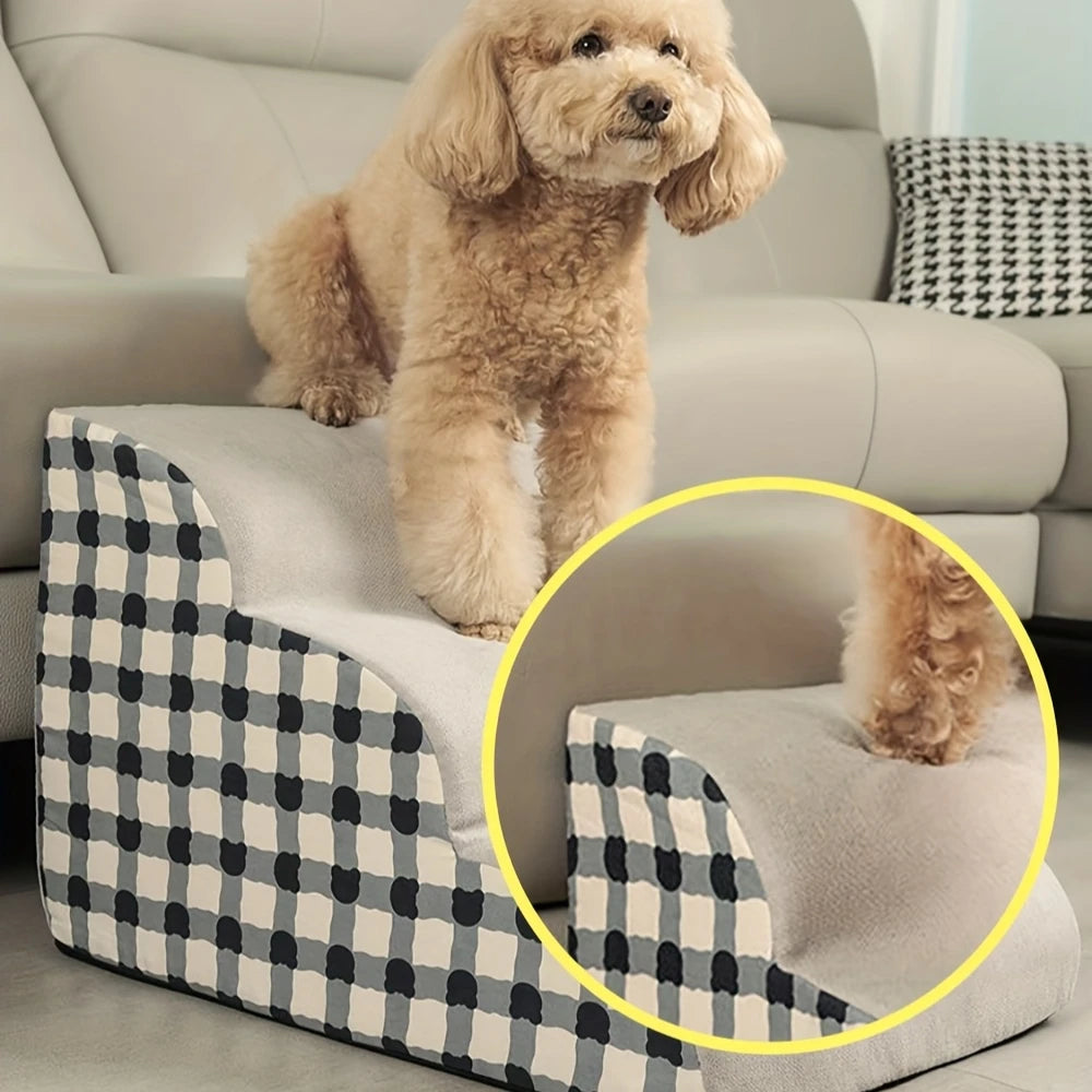 Haustiertreppe aus Schaumstoff, 2-3 Stufen, für Sofa und Bett, rutschfeste Rampe für kleine und ältere Hunde und Katzen, Gelenkschutz | Sansoti