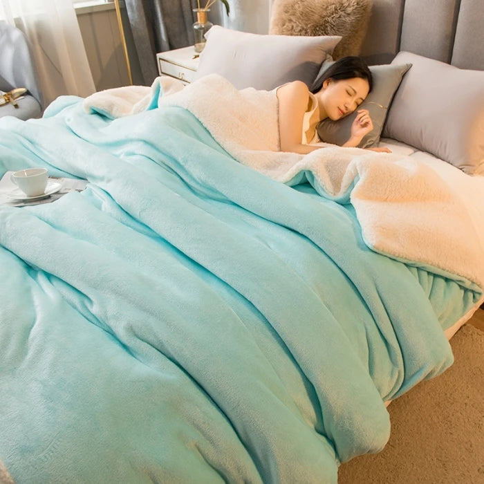 Wollplaid Decke | Warm & Weich | Wendbar | Für Bett, Sofa & Winter