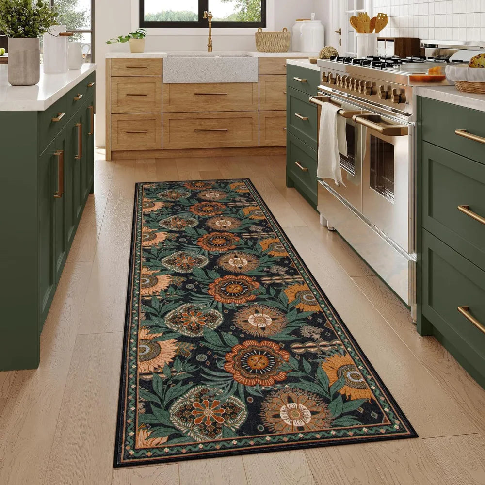 Tapis de couloir géométrique rose, chemin de table 80-500 cm antidérapant en polyester pour entrée, véranda et escaliers | Sansoti