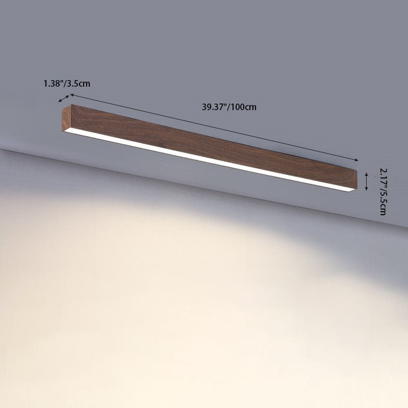 LED Deckenleuchte Holz Länglich Aluminium Wohnzimmer Schlafzimmer 60cm 100cm 120cm Eingebaute LED Lichtleiste Holz Deckenlampe Japandi | Restfield