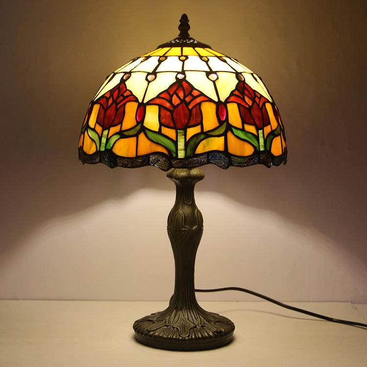 Lampe de table Tiffany vitrail classique 45cm E26 verre métal salon | Restfield