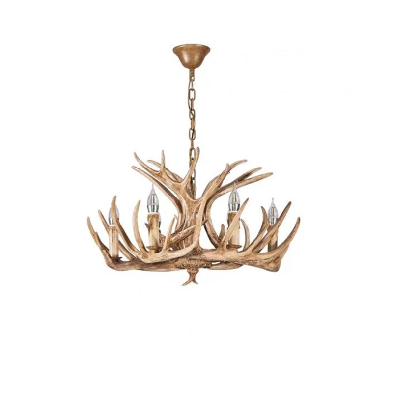Resin Art Chandelier Metal Antler-Shaped Pendant Light for Living Room Dining Room Rustic Romantic Design | Sansoti