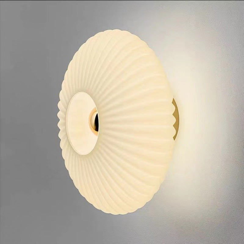 Wandlamp Geribbeld Glas Cognac Goud Messing Woonkamer Slaapkamer Hal Plafondlamp Schelp Retro Art Deco Wandverlichting | Sansoti