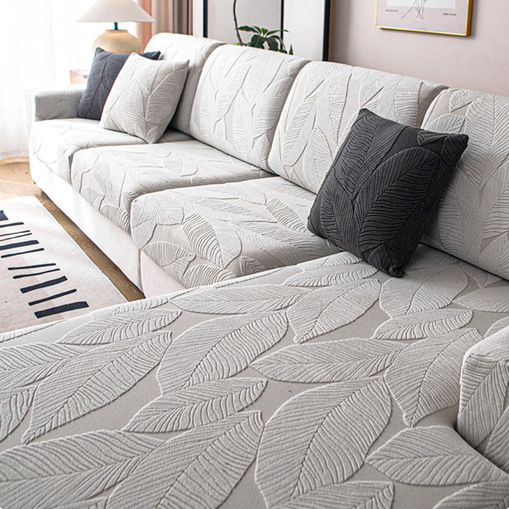 Wasserabweisender Sofabezug mit Blattmuster - Stretch-Jacquard aus Samt - Kratzschutz-Möbelschutz | Sansoti