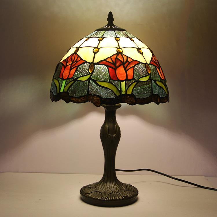 Lampe de table Tiffany vitrail classique 45cm E26 verre métal salon | Restfield