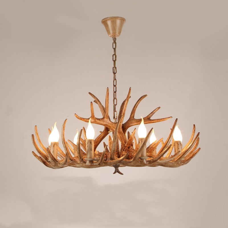 Resin Art Chandelier Metal Antler-Shaped Pendant Light for Living Room Dining Room Rustic Romantic Design | Sansoti