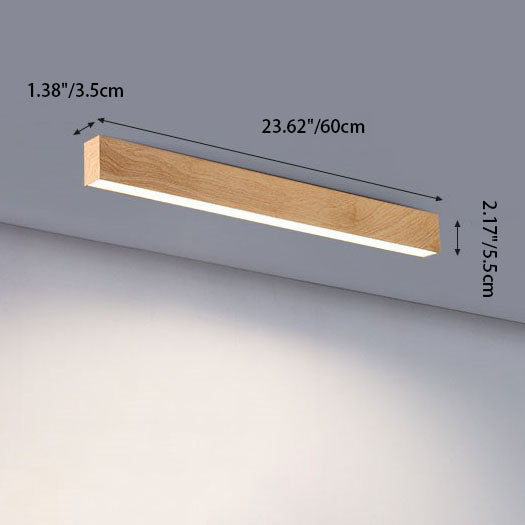 LED Deckenleuchte Holz Länglich Aluminium Wohnzimmer Schlafzimmer 60cm 100cm 120cm Eingebaute LED Lichtleiste Holz Deckenlampe Japandi | Restfield