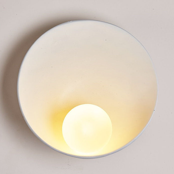 Wandlamp Resin Glas Rond 23x23cm Wit Houtkleur G4 Slaapkamer Woonkamer Sfeerverlichting | Sansoti