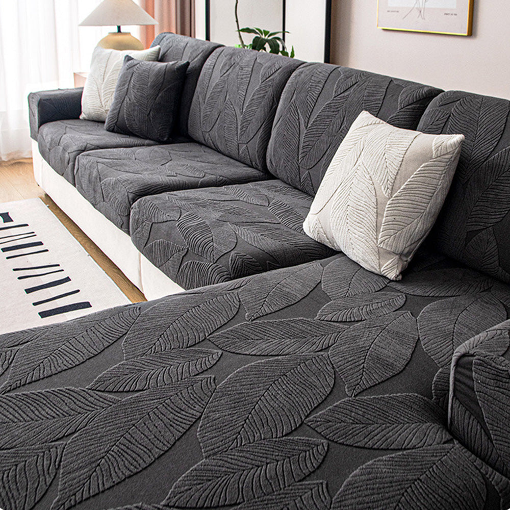 Wasserabweisender Sofabezug mit Blattmuster - Stretch-Jacquard aus Samt - Kratzschutz-Möbelschutz | Sansoti