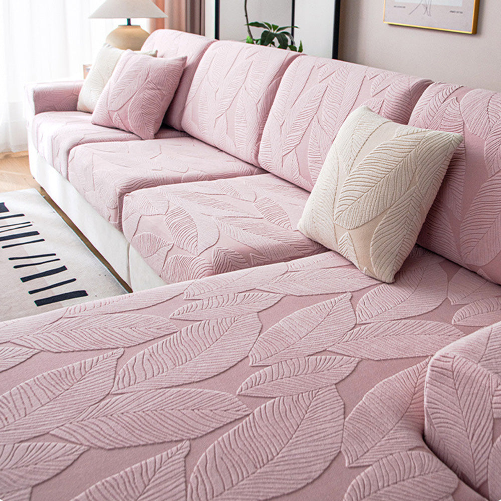 Wasserabweisender Sofabezug mit Blattmuster - Stretch-Jacquard aus Samt - Kratzschutz-Möbelschutz | Sansoti