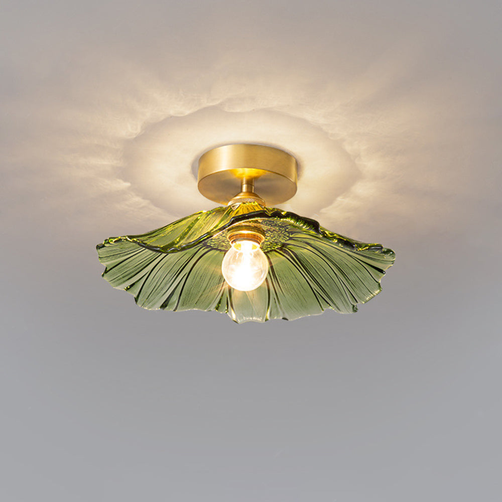 Glas-Blumen-Decken- und Hängeleuchte mit Messing-Innenlicht im Retro-Design für Esszimmer und Schlafzimmer | Sansoti