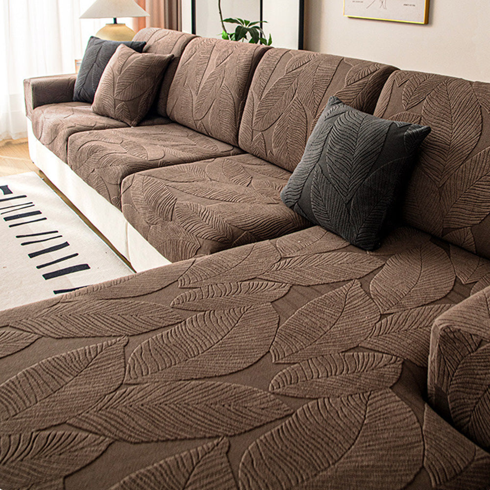 Wasserabweisender Sofabezug mit Blattmuster - Stretch-Jacquard aus Samt - Kratzschutz-Möbelschutz | Sansoti