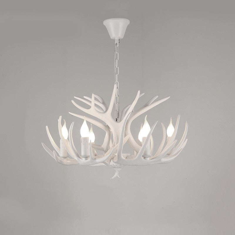 Resin Art Chandelier Metal Antler-Shaped Pendant Light for Living Room Dining Room Rustic Romantic Design | Sansoti