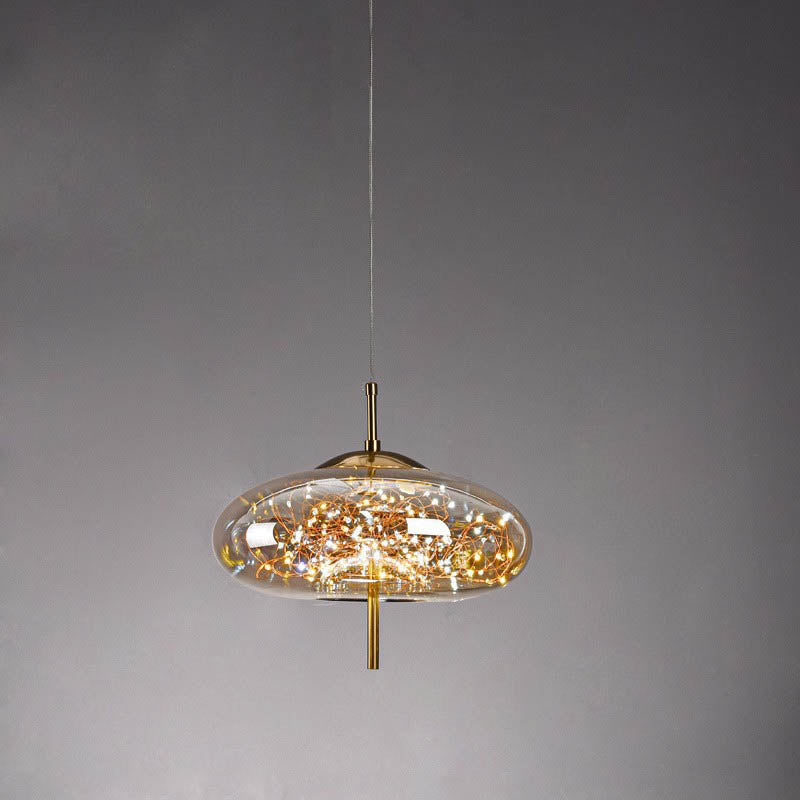 Glazen LED Hanglamp met Warm Scandinavisch Design – Amber of Grijs 24W | Sansoti