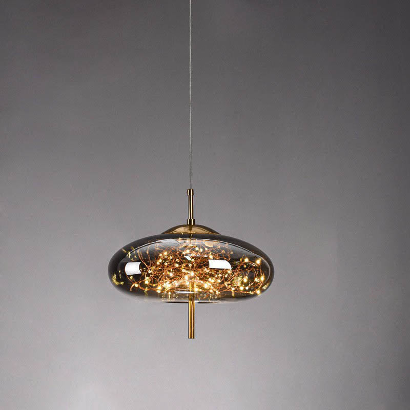 Glazen LED Hanglamp met Warm Scandinavisch Design – Amber of Grijs 24W | Sansoti