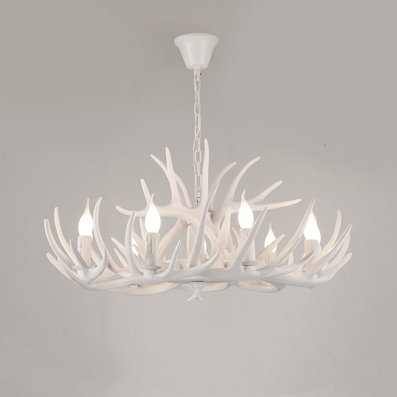 Resin Art Chandelier Metal Antler-Shaped Pendant Light for Living Room Dining Room Rustic Romantic Design | Sansoti