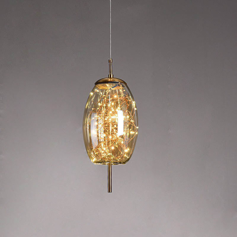 Glazen LED Hanglamp met Warm Scandinavisch Design – Amber of Grijs 24W | Sansoti