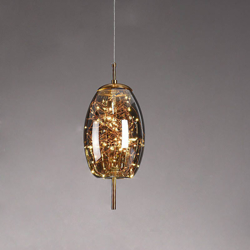 Glazen LED Hanglamp met Warm Scandinavisch Design – Amber of Grijs 24W | Sansoti