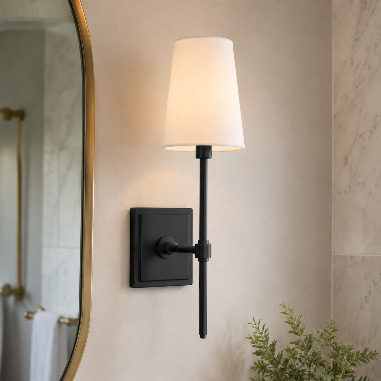 Wandlamp met linnen kap - retro metalen wandverlichting voor slaapkamer en gang | Sansoti