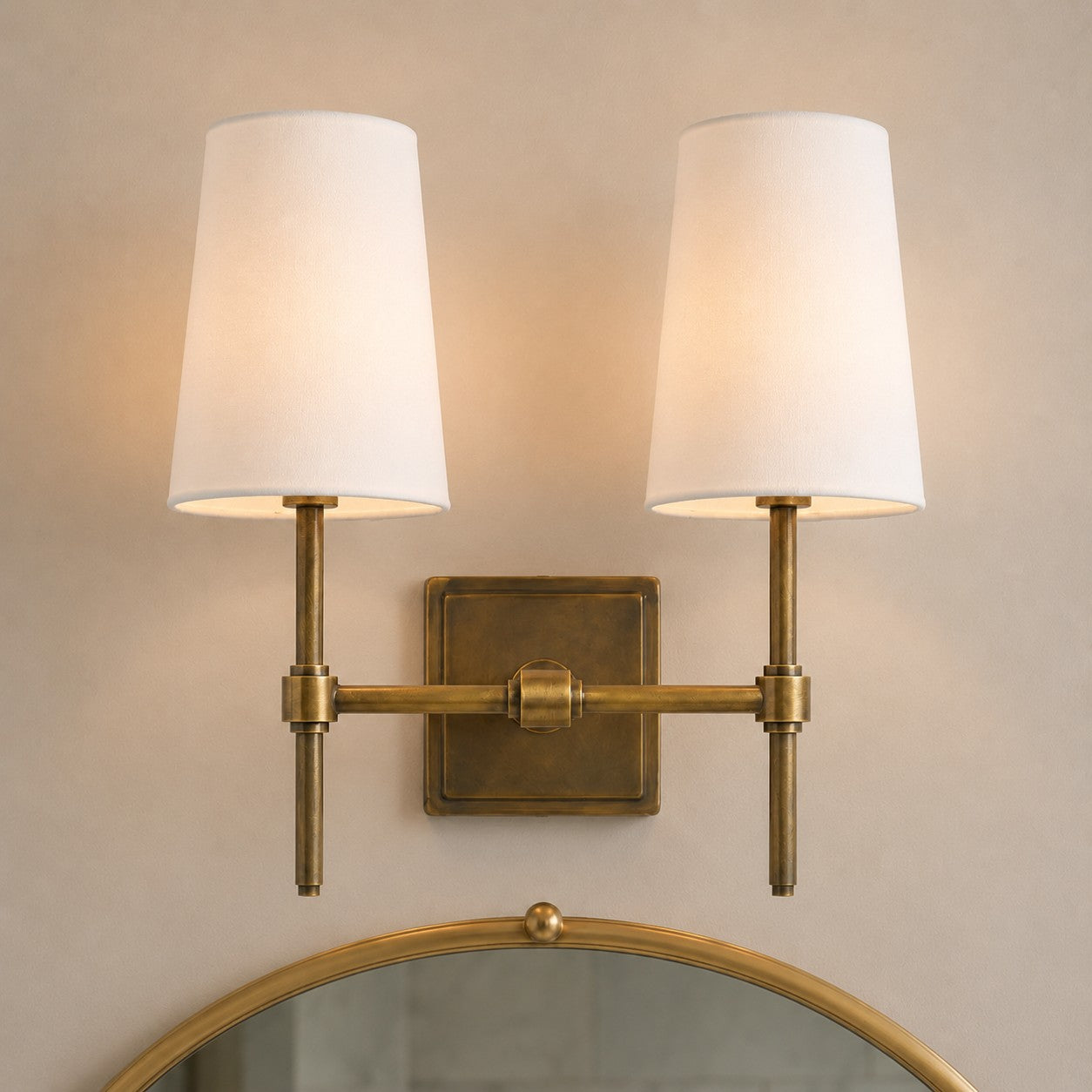Wandlamp met linnen kap - retro metalen wandverlichting voor slaapkamer en gang | Sansoti