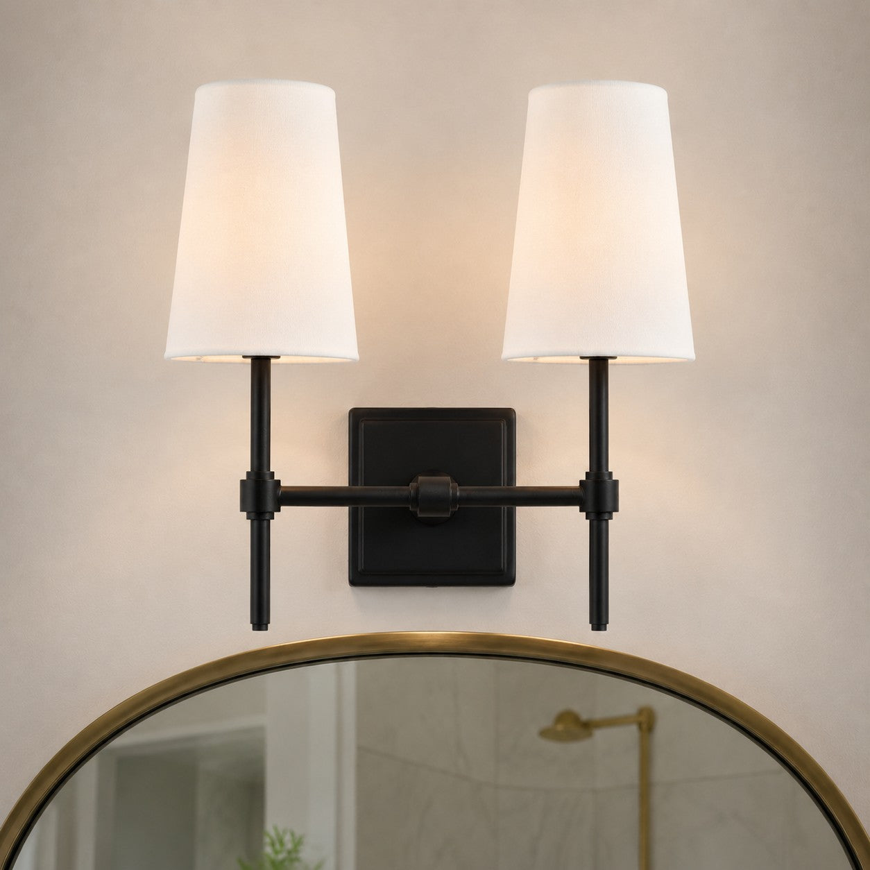 Wandlamp met linnen kap - retro metalen wandverlichting voor slaapkamer en gang | Sansoti