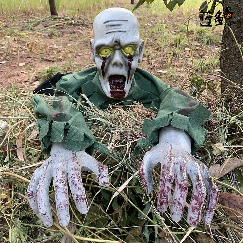 Crawling Ghost Halloween Figure with Voice Recognition, LED Eyes, Sound, Garden Decoration, Spooky Horror Party | Sansoti