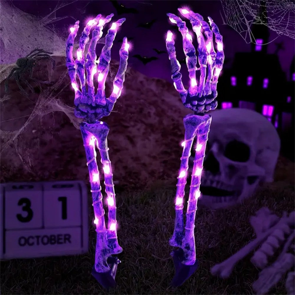 Solar Skeleton Hand Garden Light Halloween Outdoor Decoration with Skull and LED Lights for Garden or Patio | Sansoti