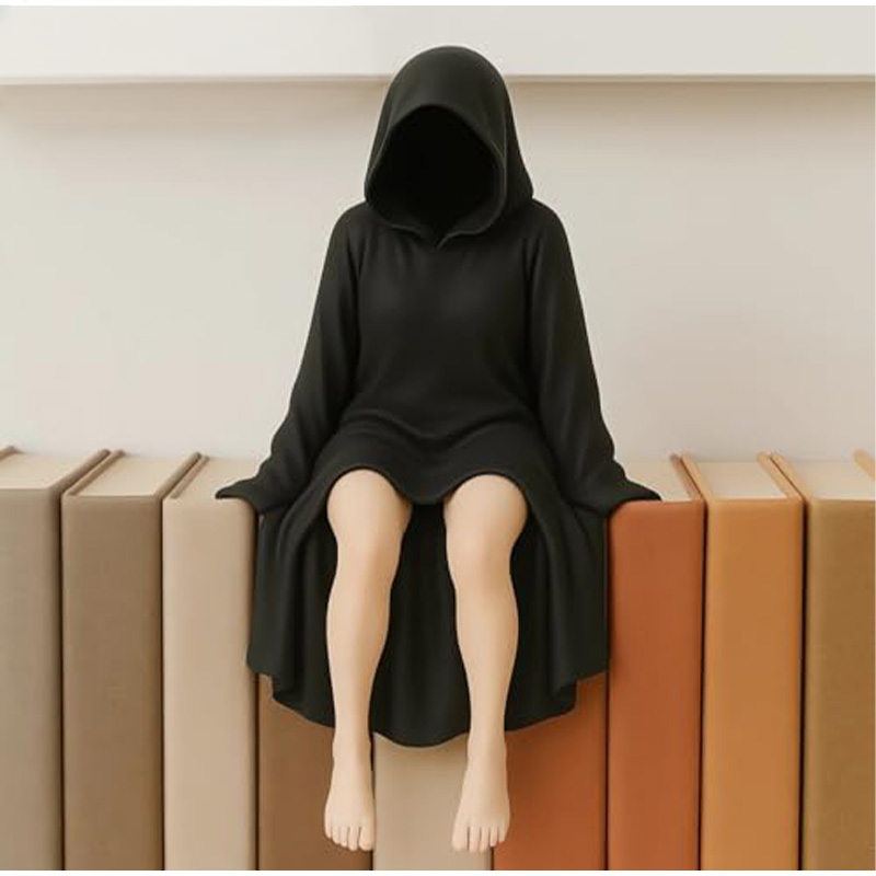 Gemaskerd Vrouwenbeeld Zwart Kunststof Desktop Sculptuur Halloween Decoratie Kunstobject Interieur Woonkamer | Sansoti