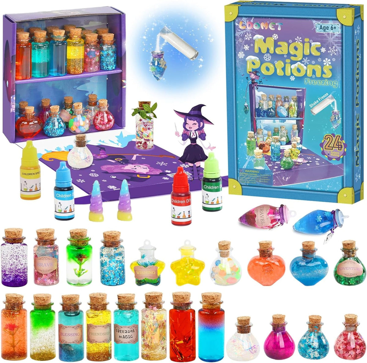 DIY Potions Lab for Children with 20 Bottles, Crystal Wands, Glow Stones, and Magical Toys | Sansoti