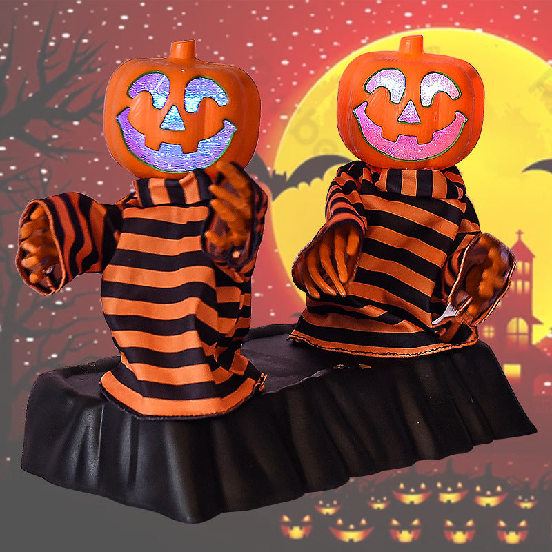 Animowana dekoracja - szkielet dyni z oświetleniem LED, dźwiękiem i ruchem na przyjęcie Halloween Straszna | Sansoti