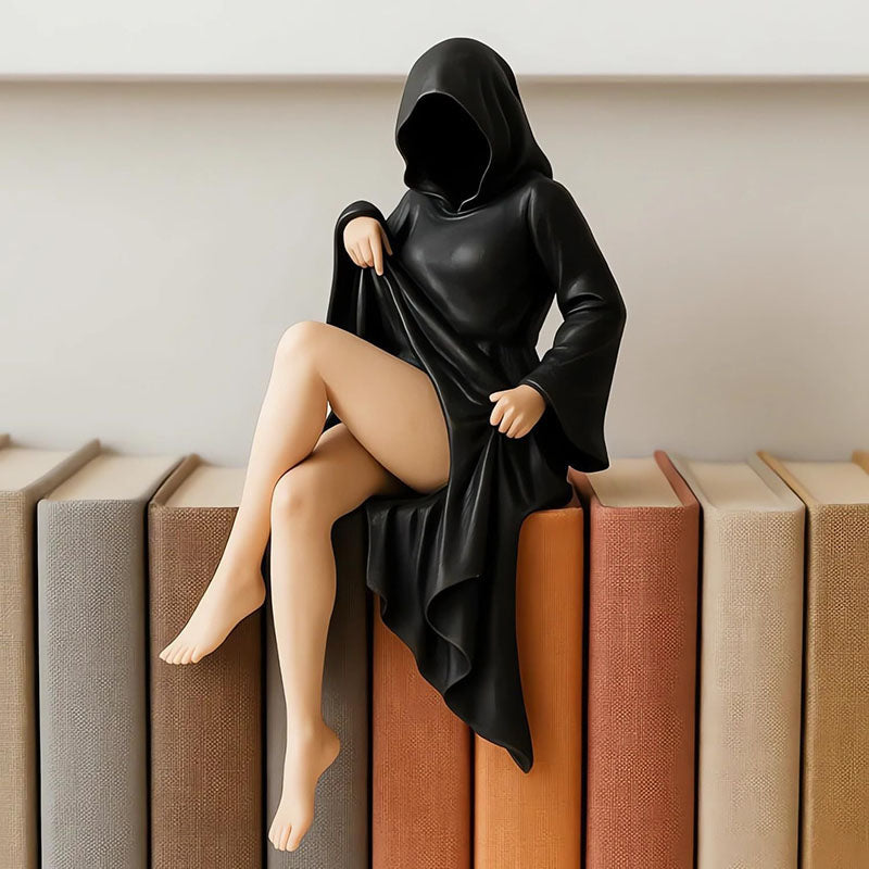 Gemaskerd Vrouwenbeeld Zwart Kunststof Desktop Sculptuur Halloween Decoratie Kunstobject Interieur Woonkamer | Sansoti