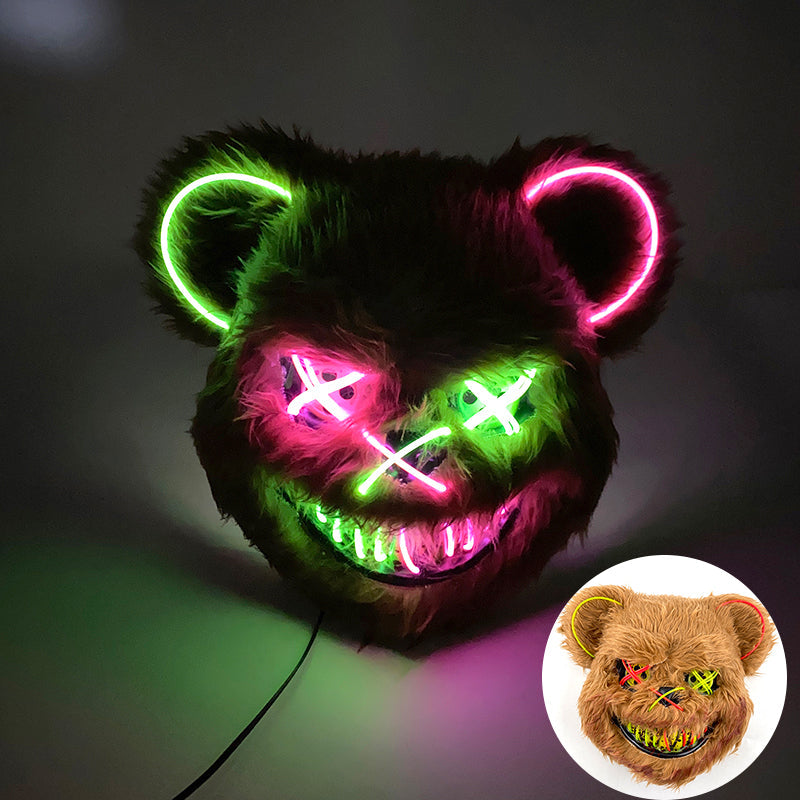 LED Horror Masker met Verlichte Beer Design | Griezelig Kostuum Accessoire voor Halloween Feest Party Decoratie | Sansoti