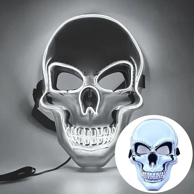 Illuminated Skull Mask LED Full-Face Horror Halloween Carnival Cosplay Party Masquerade Accessory | Sansoti