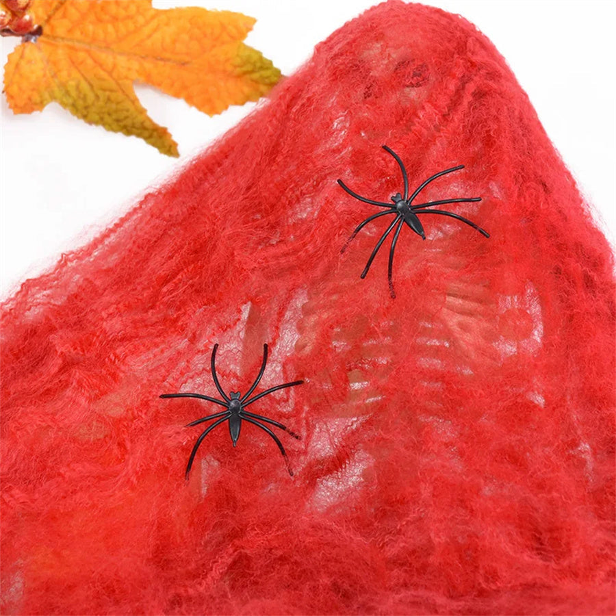 Stretchable Spider Web Halloween Decoration White Spooky Interior Party Themed Decoration Horror Accessory | Sansoti