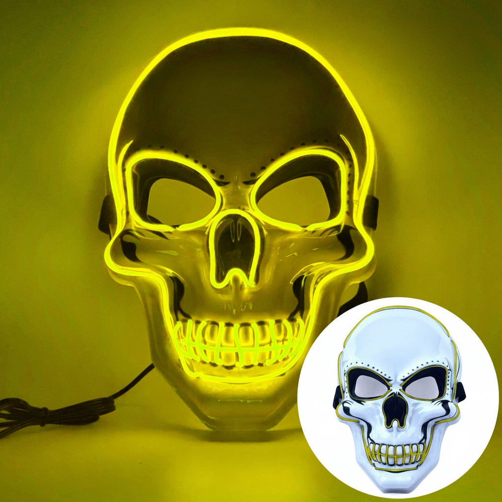 Illuminated Skull Mask LED Full-Face Horror Halloween Carnival Cosplay Party Masquerade Accessory | Sansoti