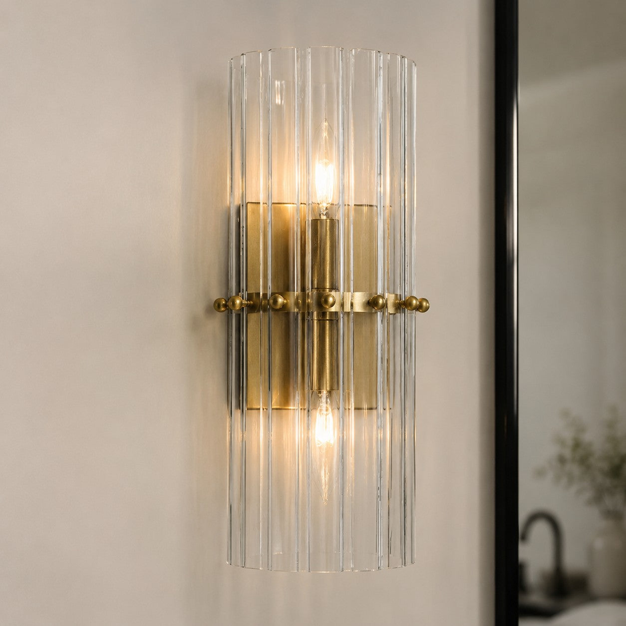 Kristallen Wandlamp met Dubbele Lichtbundel - Elegante Buitenlichtstrip voor Slaapkamer - Interieurverlichting met Glanzende Kristallen | Sansoti