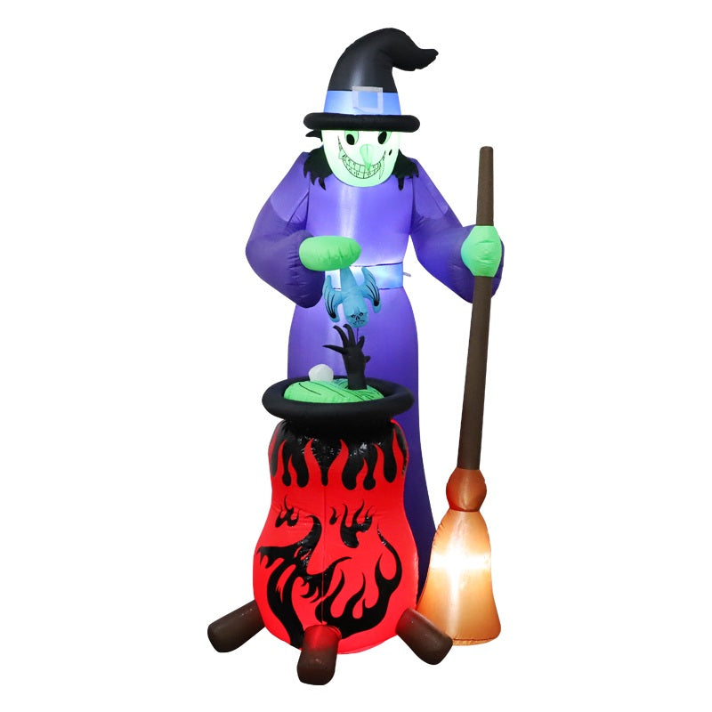 Inflatable Witch Decoration with LED Lighting, 267cm, Halloween Garden Decoration for Indoor and Outdoor Use | Sansoti