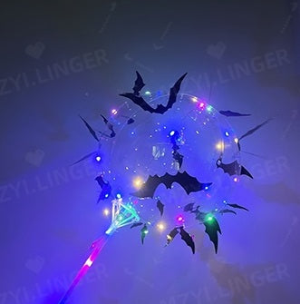 Transparent Party Balloons with Bat Stickers Ambient Lighting Halloween Party Decorations | Sansoti